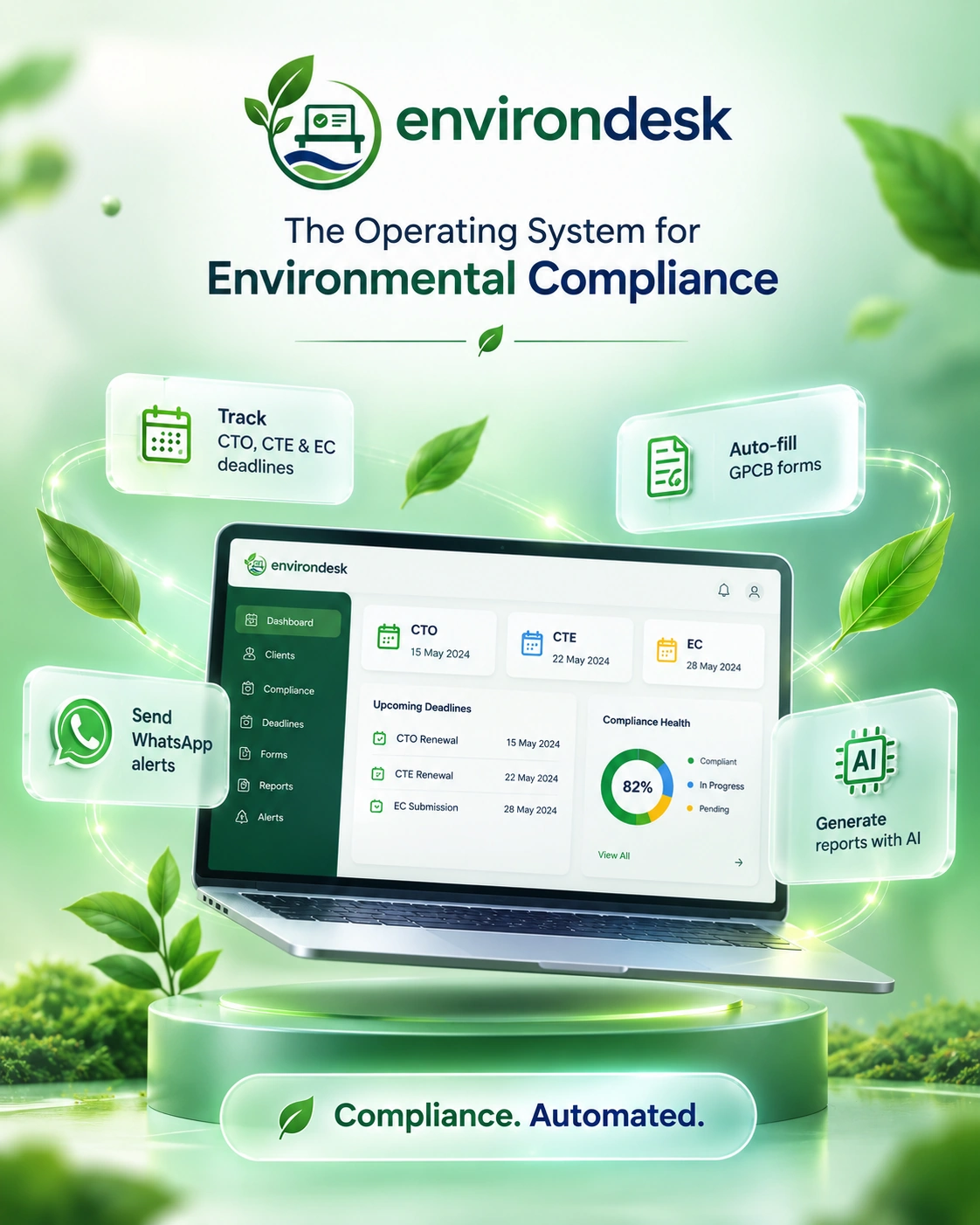 EnvironDesk — environmental compliance dashboard for CTO, CTE & EC tracking