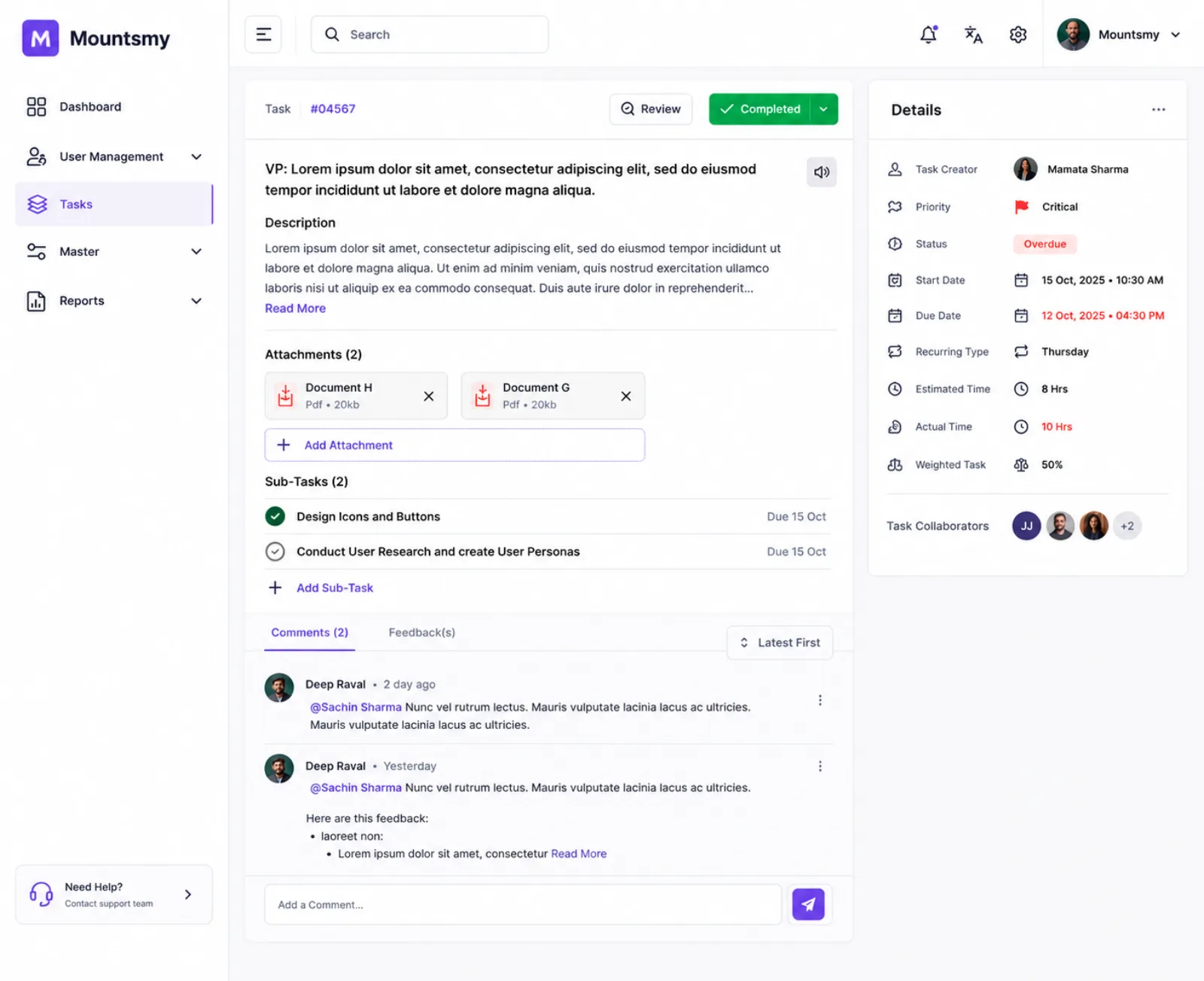 Task management detail